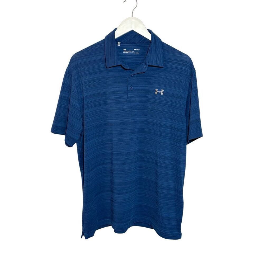 Under Armour blue striped performance polo - L